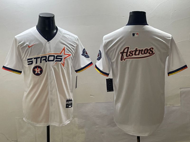 Men Houston Astros Blank White Three generations Joint Name 2025 Nike MLB Jersey style 16->houston astros->MLB Jersey